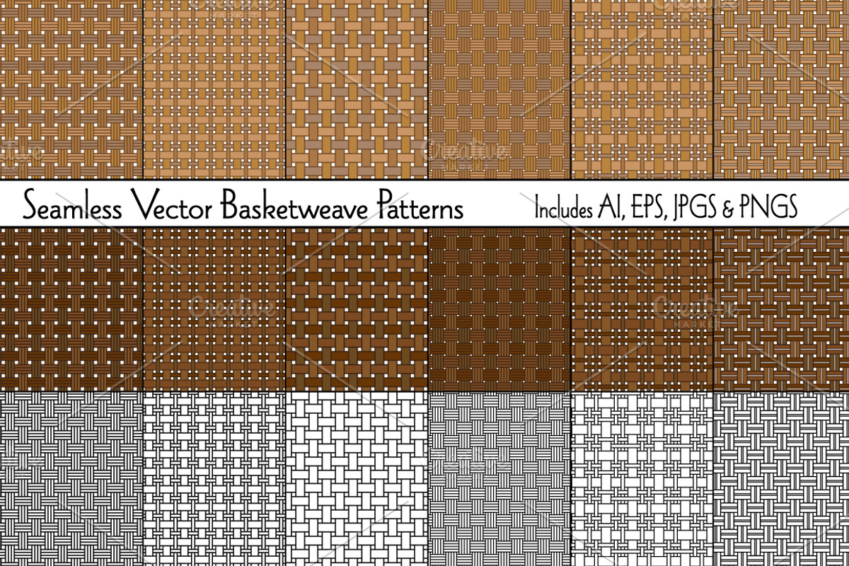 Seamless Vector Basketweave Patterns, a Pattern Graphic by Melissa Held Designs (Photo 1 of 5)