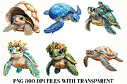 Beautiful Sea Turtles PNG Bundle png, an Illustration by Watercolor design (Thumbnail 3 of 3)