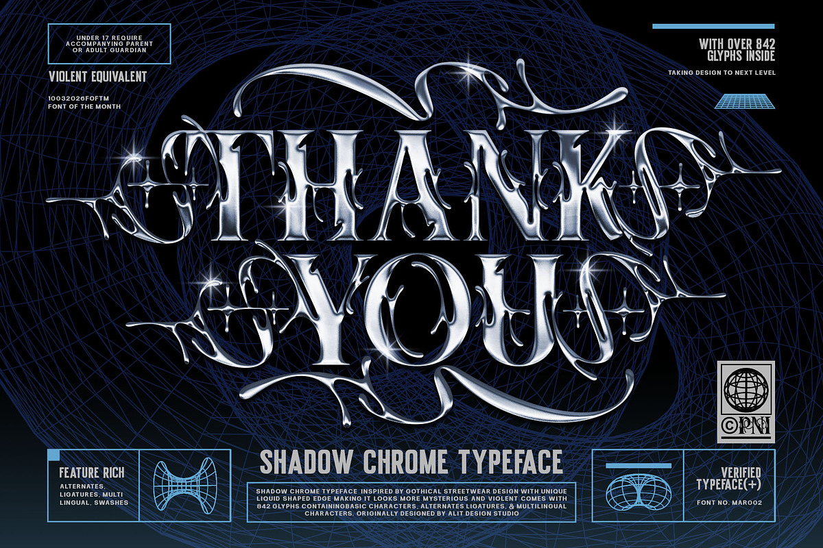 Shadow Chrome Typeface, a Serif Font by alit design (Photo 17 of 17)