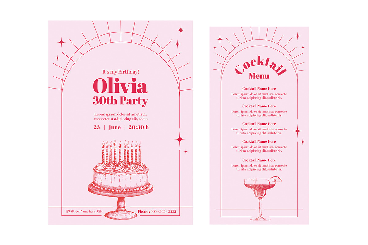 Birthday Invitation + Menu, a Design Template by McLittle Stock (Photo 3 of 4)