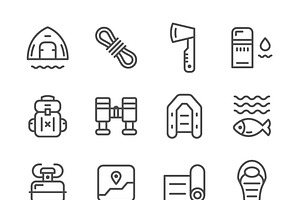 Set line icons of camping, an Outline Icon by motorama