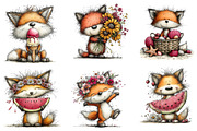 Whimsical Summer Foxs Clipart, an Illustration by Dream Creation (Thumbnail 5 of 6)