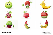 Cute fruits. 65 images, a Food Illustration by Handmadefont (Thumbnail 2 of 13)