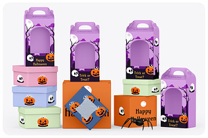 Halloween Boxes Set Mockup