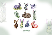 10 watercolor & ink bunnies clipart, an Animal Illustration by NataliMiasStore (Thumbnail 2 of 5)