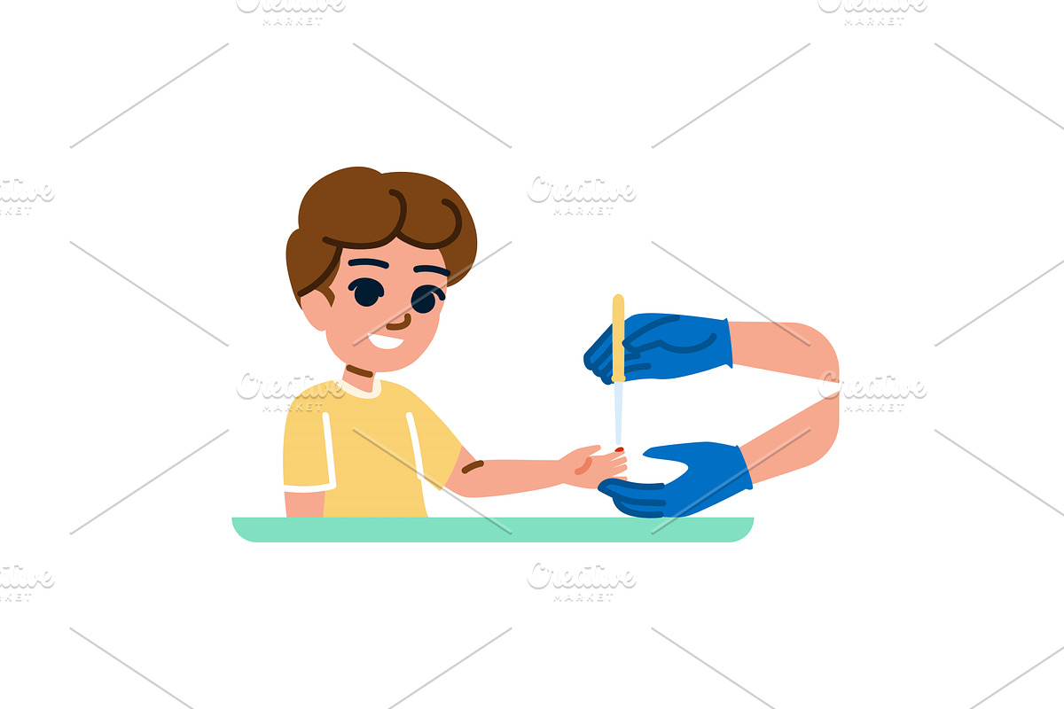 Doctor performing finger prick test, an Object Illustration by pikepicture