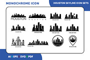 Houston Texas Skyline Icon Set, a Solid Icon by Fontmine Studio (Thumbnail 1 of 3)