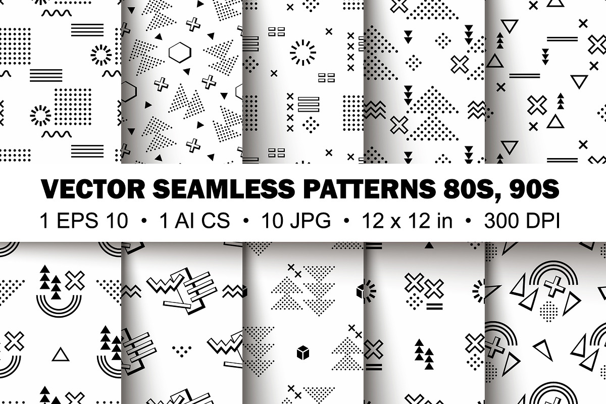 Seamless patterns background 80s, 90, a Pattern Graphic by Gurza SHOP (Photo 1 of 3)