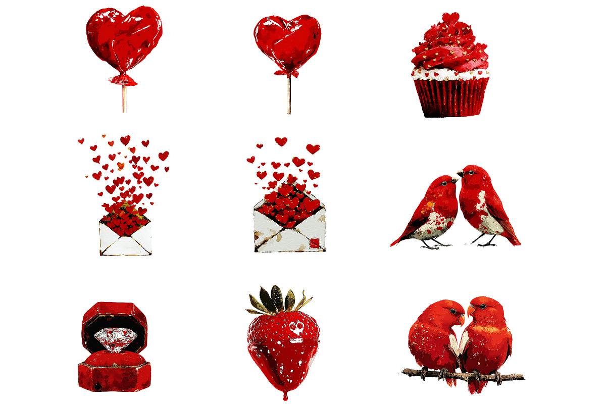 Watercolor Valentine clipart, an Illustration by Designworld (Photo 2 of 4)