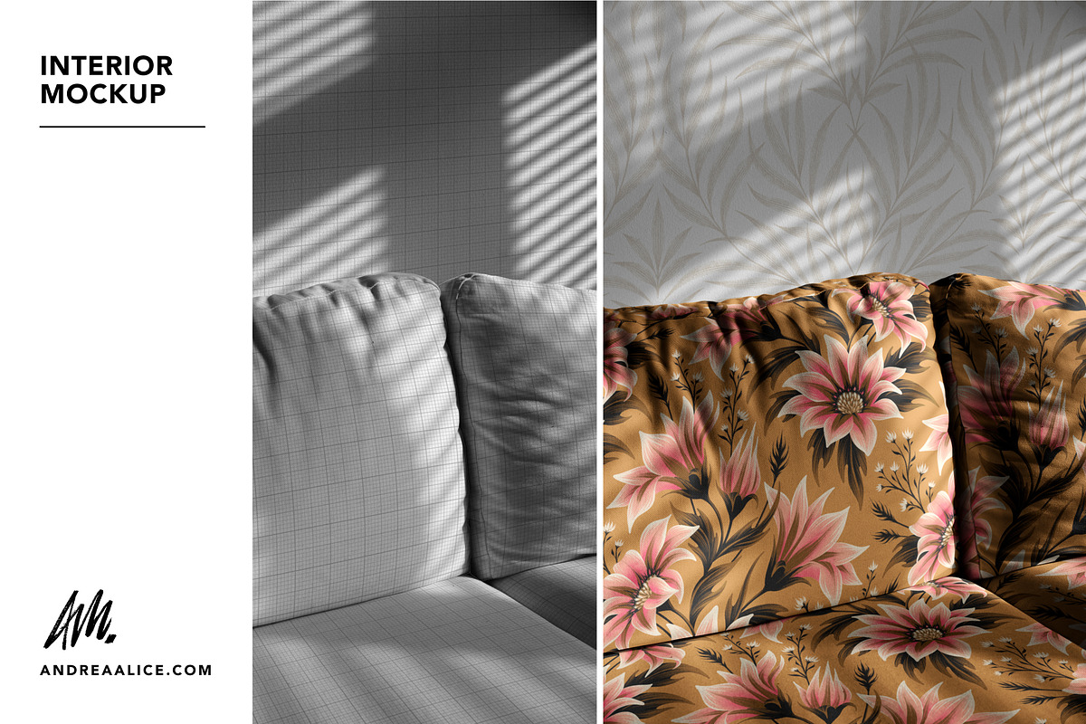 Upholstered Couch Interior Mockup, a Household Mockup by Andrea Muller (Photo 6 of 7)