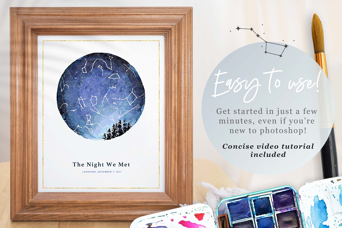 Watercolor Starmap Poster Creator, a Plug-in Add-On by Drifter Studio (Photo 6 of 7)