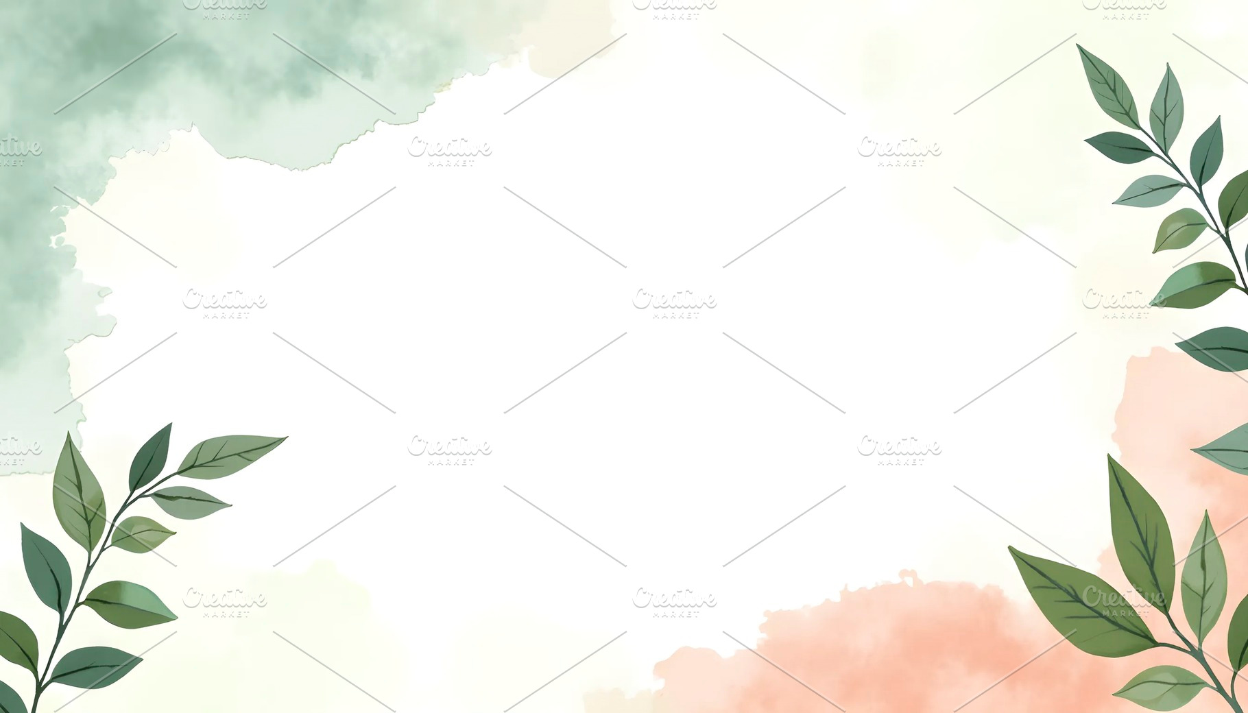 Abstract Watercolor Leaves and Splas, a Photo by LOGOCREATIVE