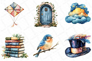 Watercolor Vintage Whimsy Clipart Bu, an Illustration by DreamPrint404 (Thumbnail 2 of 6)