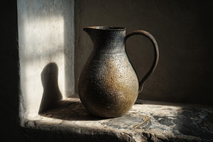 Ceramic Pitcher on Stone Floor, a Food & Drink Photo by Virgo Studio