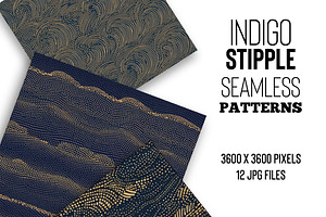 Indigo Stipple Seamless Patterns