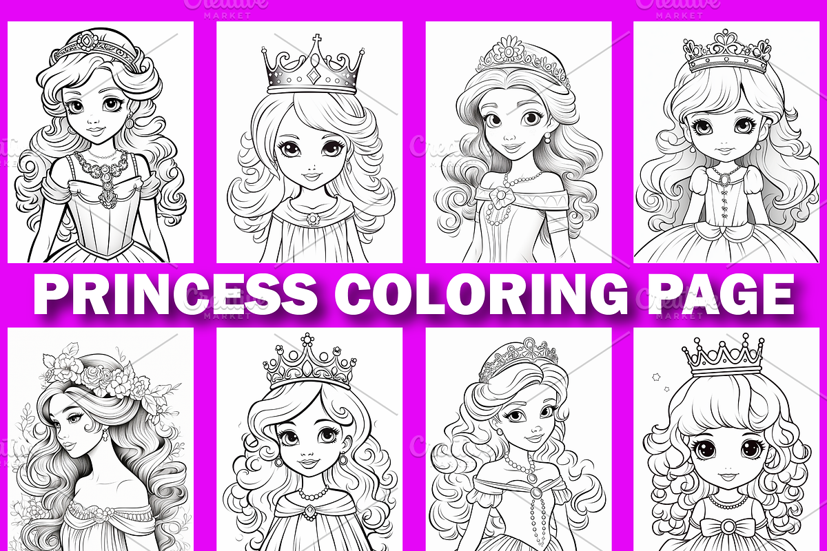 137 Cute Princess Coloring Book for, a Stationery Template by Design Station (Photo 4 of 6)