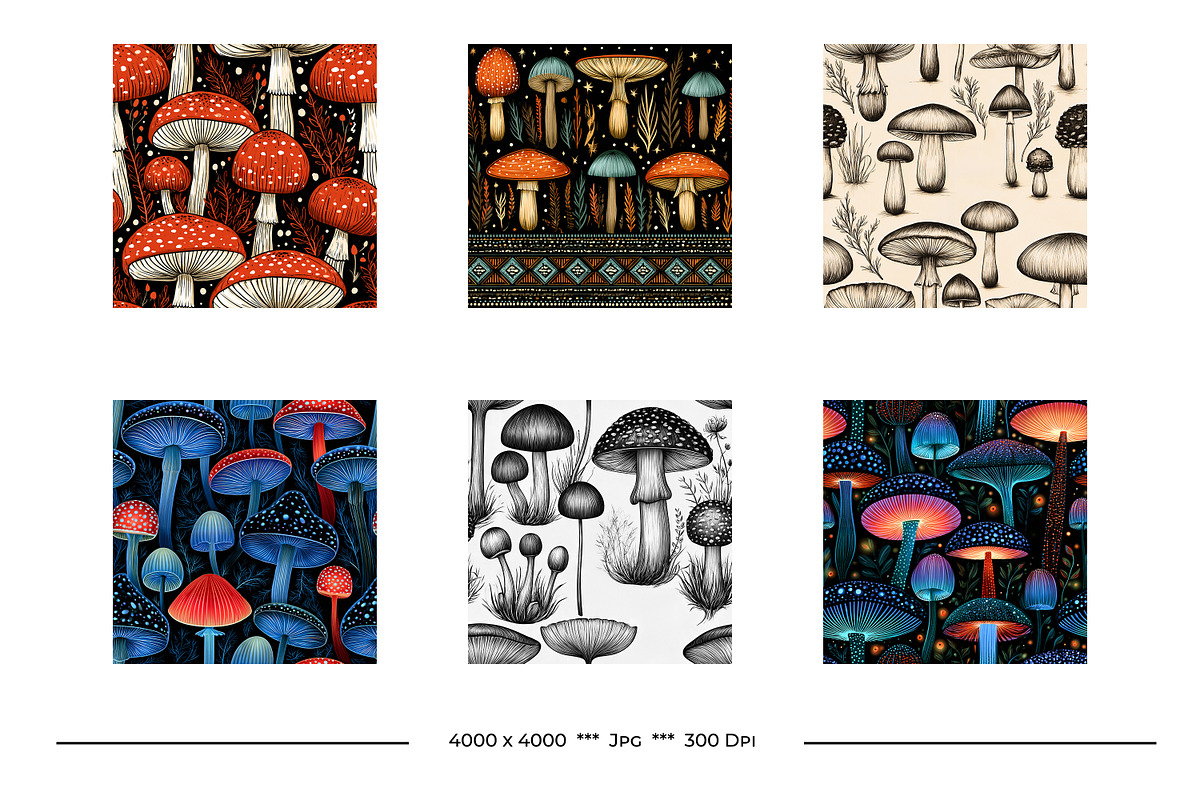 Mushroom Retro Art Patterns, a Pattern Graphic by karenfoleyphoto (Photo 4 of 13)