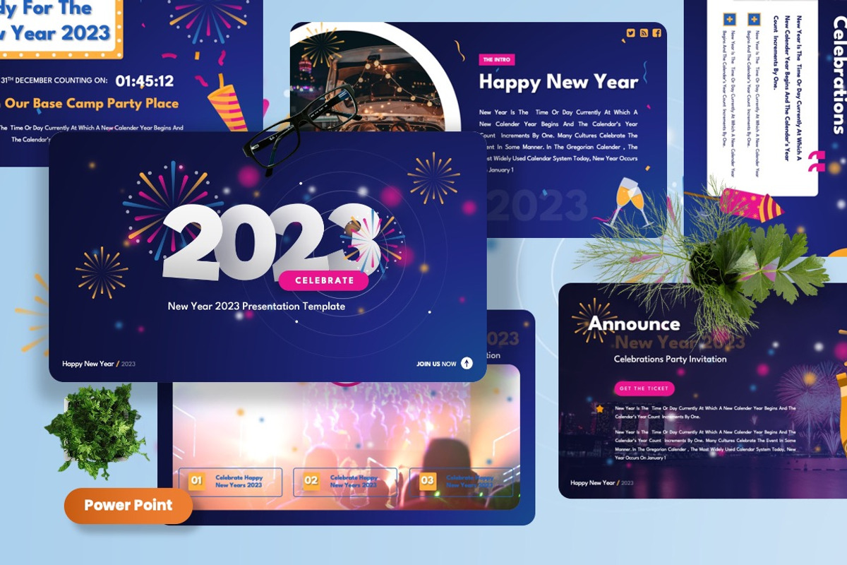 Celebrate - New Year 2023 Powerpoint, a Presentation Template by Dhabee (Photo 1 of 8)
