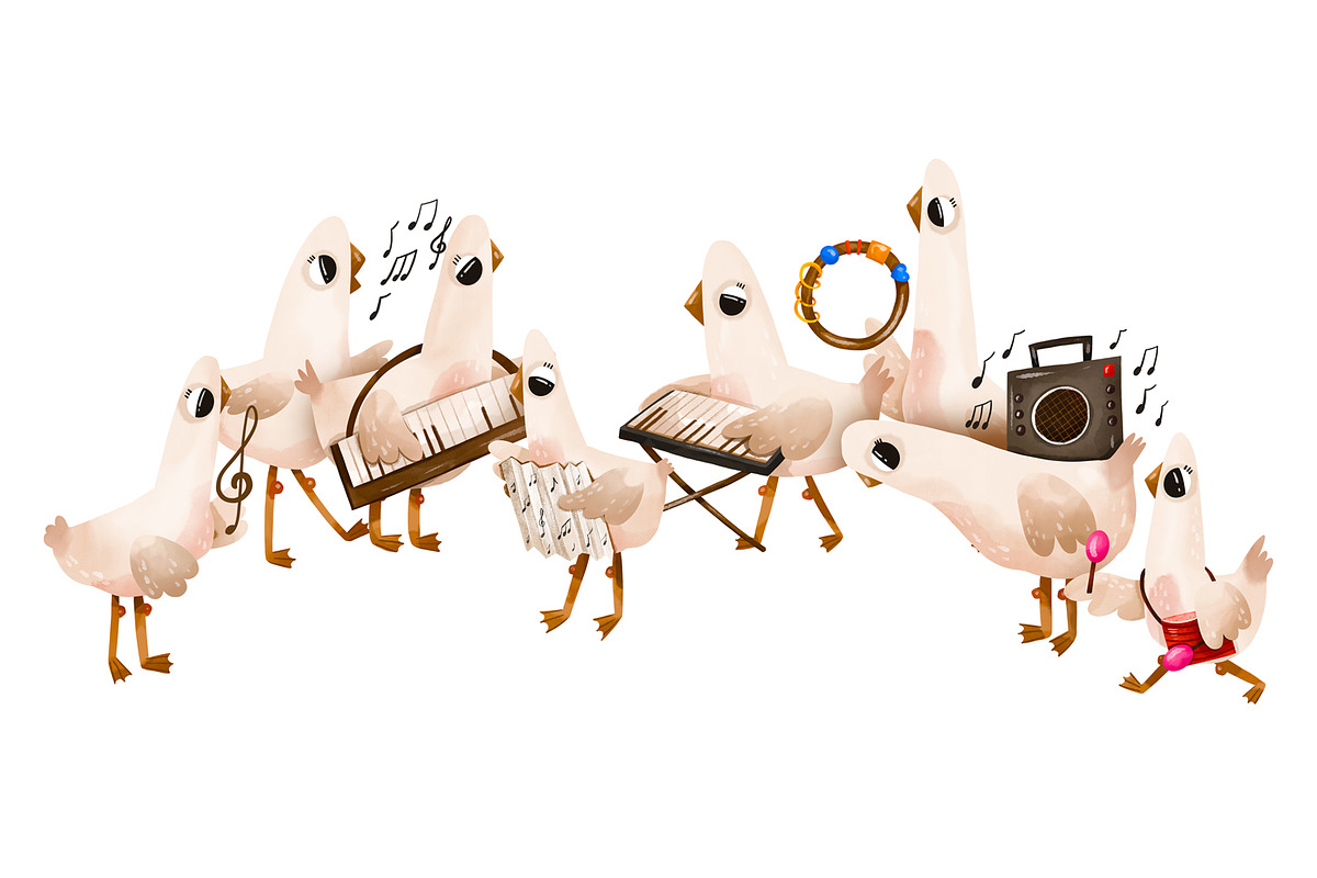 Cute Musical Geese Clipart Set, an Animal Illustration by the_myro (Photo 2 of 12)