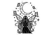 Fairy Moon Butterfly Silhouette, an Object Illustration by Gaye Art (Thumbnail 31 of 31)