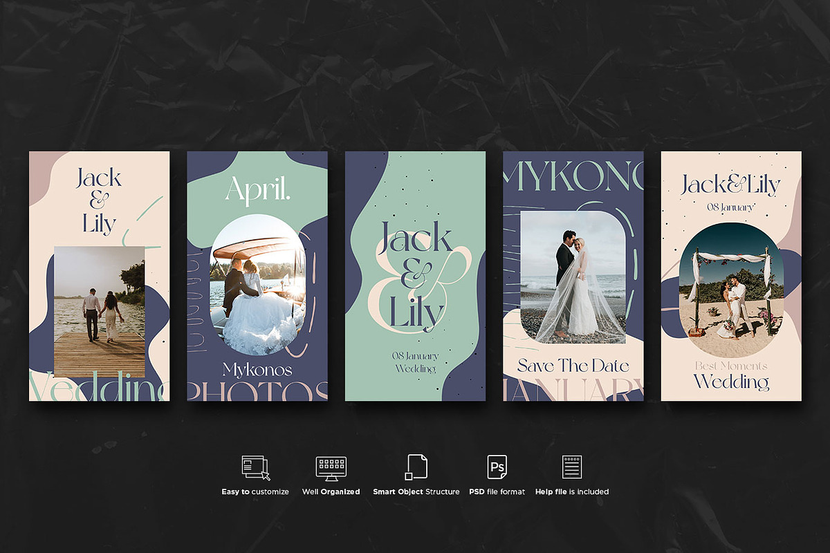 Wedding Social Stories PSD Templates, a Social Media Template by Giraffe Design Studio (Photo 6 of 21)