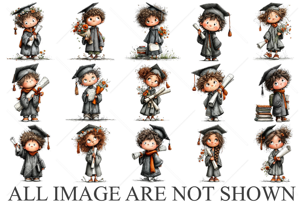 Whimsical Graduation Kids Clipart, a Seasonal Illustration by Canvas Craft (Photo 4 of 10)