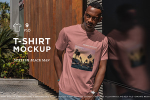 T-Shirt MockUp Stylish Black Man