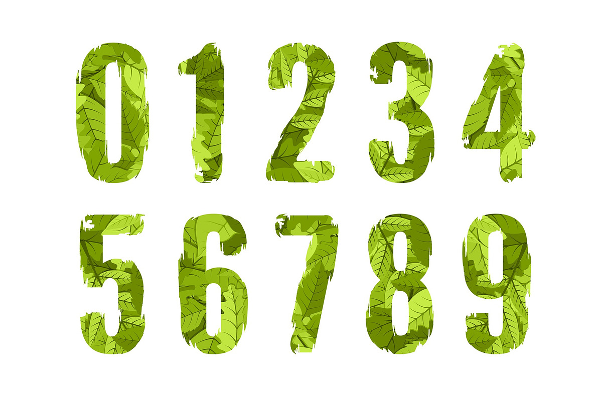 Green Leaves Alphabet [Vector], an Object Graphic by Chuhastock (Photo 2 of 8)