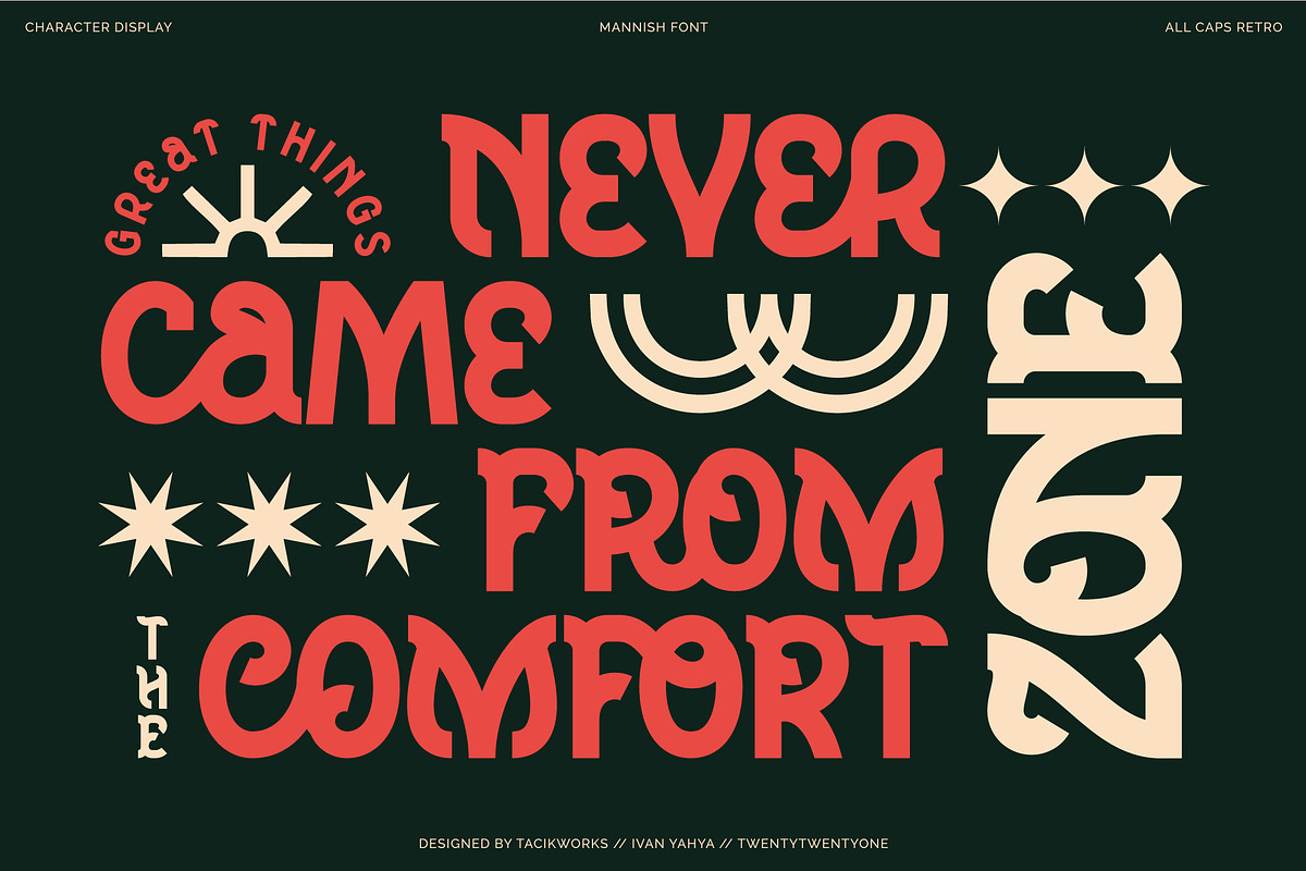Mannish All Caps Retro Display Font, a Slab Serif Font by Wortfice (Photo 4 of 11)