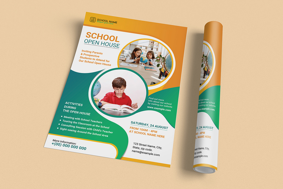 School Open House Flyer, a Flyer Template by retrographix (Photo 3 of 5)