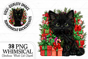 Whimsical Christmas Black Cat PNG, a Seasonal Illustration by Canvas Craft (Thumbnail 1 of 10)