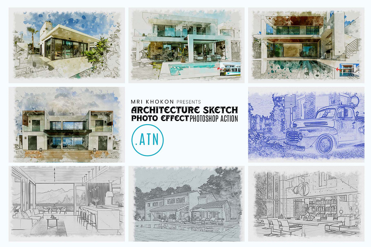 Architecture Sketch Photoshop Action, an Action Add-On by MRI STUDIO (Photo 1 of 17)