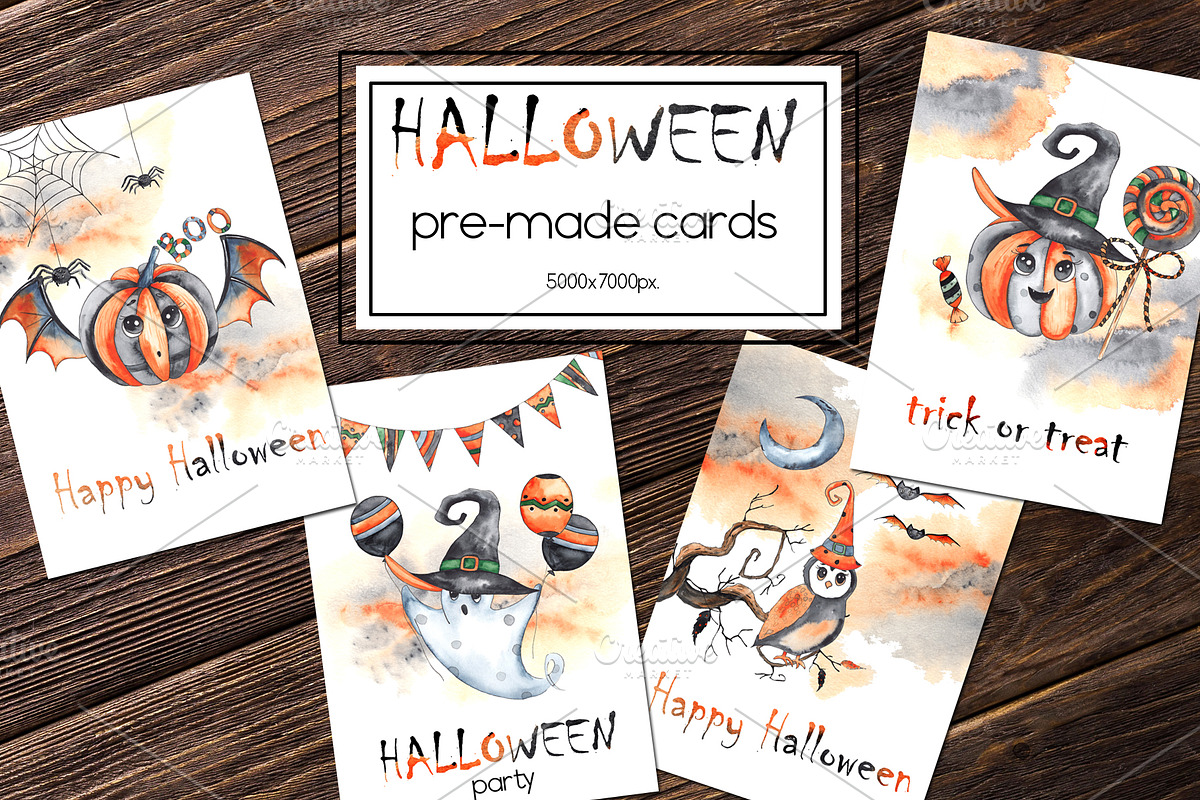 Halloween party. Watercolor set, an Object Graphic by Ana-Sakuta (Photo 2 of 14)