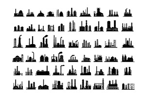 Black factories silhouettes, an Illustration by Stock-Smart-Start