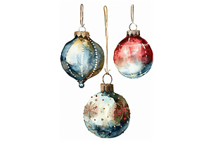Watercolor Christmas ornaments, an Illustration by Lermont51