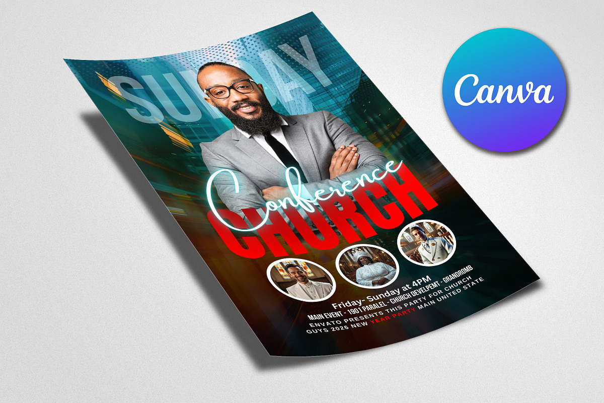 Church Service Flyer for Canva, a Flyer Template by Psd Templates (Photo 3 of 3)