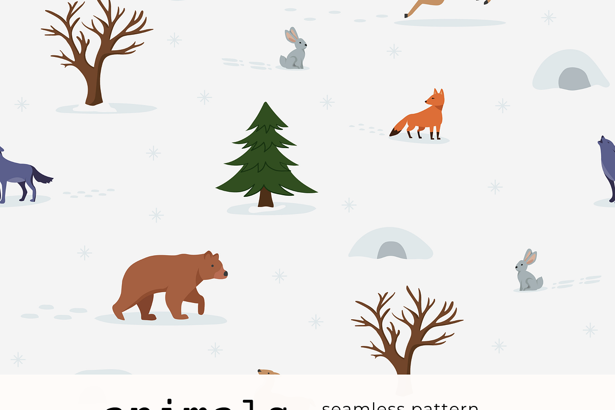 Winter Forest Animals Seamless, a Pattern Graphic by PatternLab.