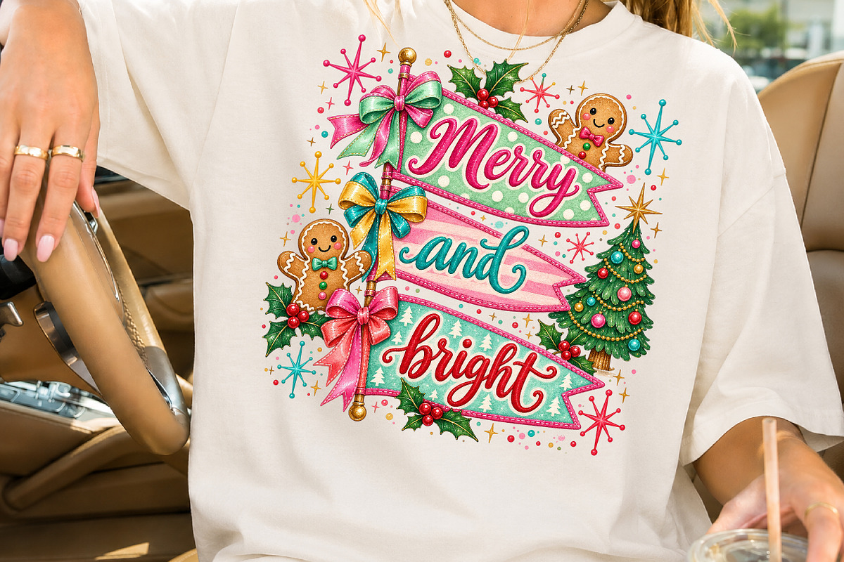Merry and Bright Christmas PNG, a Seasonal Illustration by Rose Art (Photo 2 of 4)