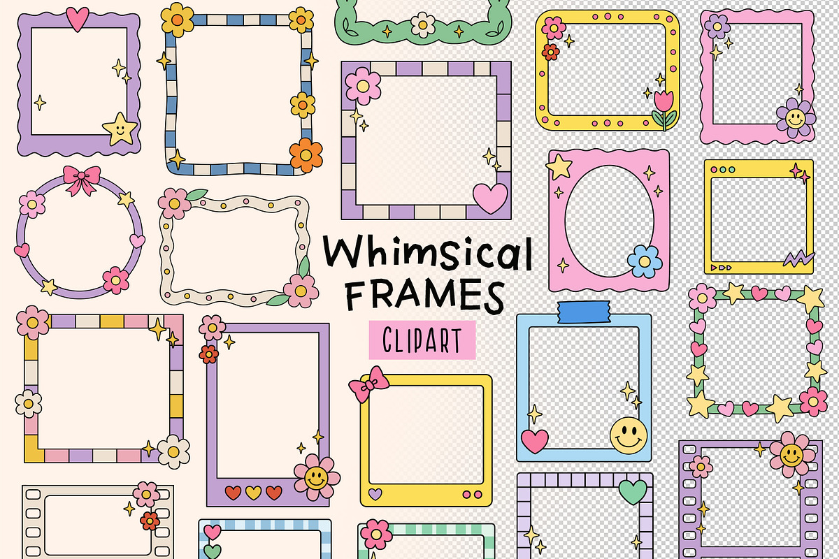 Whimsical Frames Vector Clipart, an Object Illustration by NataKa (Photo 1 of 4)