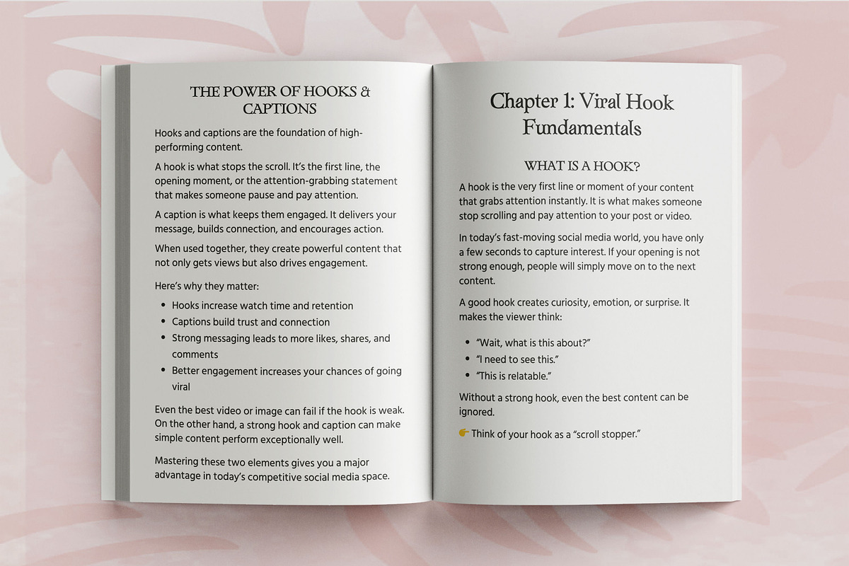 Viral Hooks & Caption Prompt Book, a Design Template by Book2bees (Photo 4 of 4)
