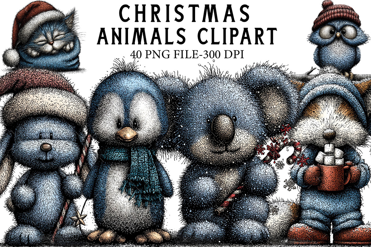 Christmas Animals Clipart, an Illustration by Libby Wishes (Photo 1 of 7)