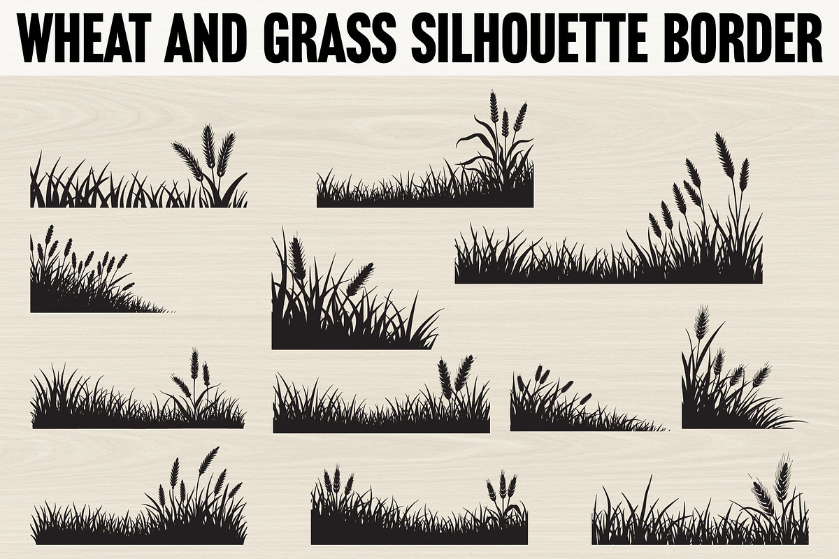 Wheat and grass silhouette border, an Illustration by BIPLOB EXPERT