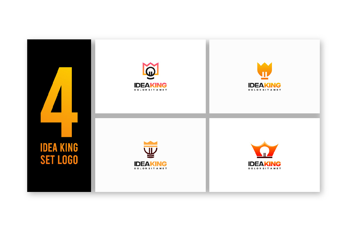 Set of Idea king logo designs, a Branding & Logo Template by Lucky Creative (Photo 1 of 5)