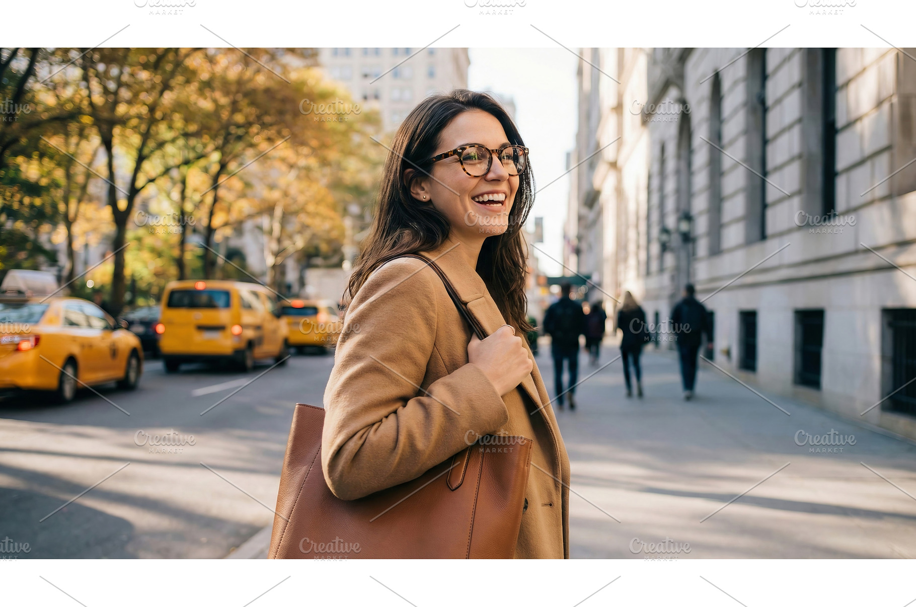Smiling Woman Walking, a Person Photo by CREATIVEDEF
