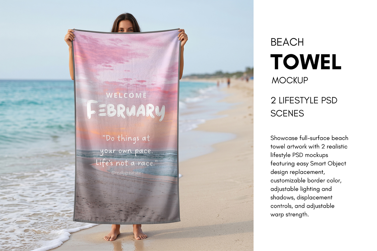 Summer Beach Towel Mockup PSD, a Merchandise Mockup by Pixel Foundry (Photo 1 of 4)