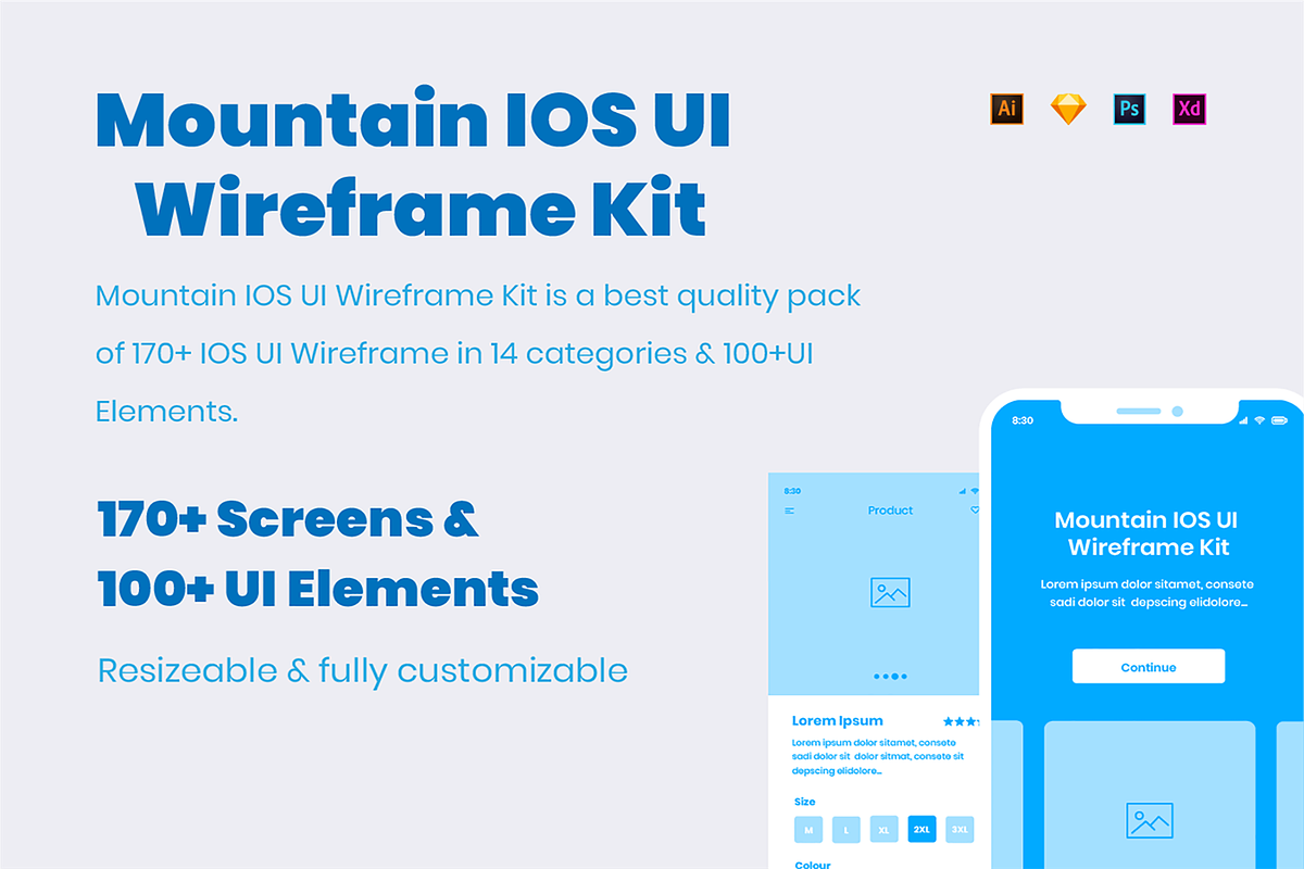 Mountain IOS UI Wireframe Kit, a Wireframe Template by Ice App Ui Kit (Photo 2 of 9)