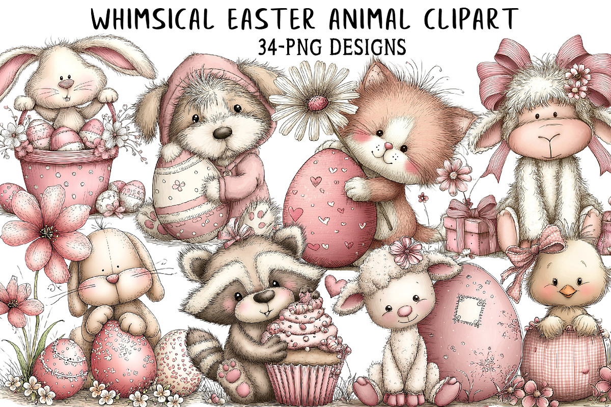 Whimsical Easter Animal Clipart, an Illustration by Daily.Designs (Photo 1 of 8)