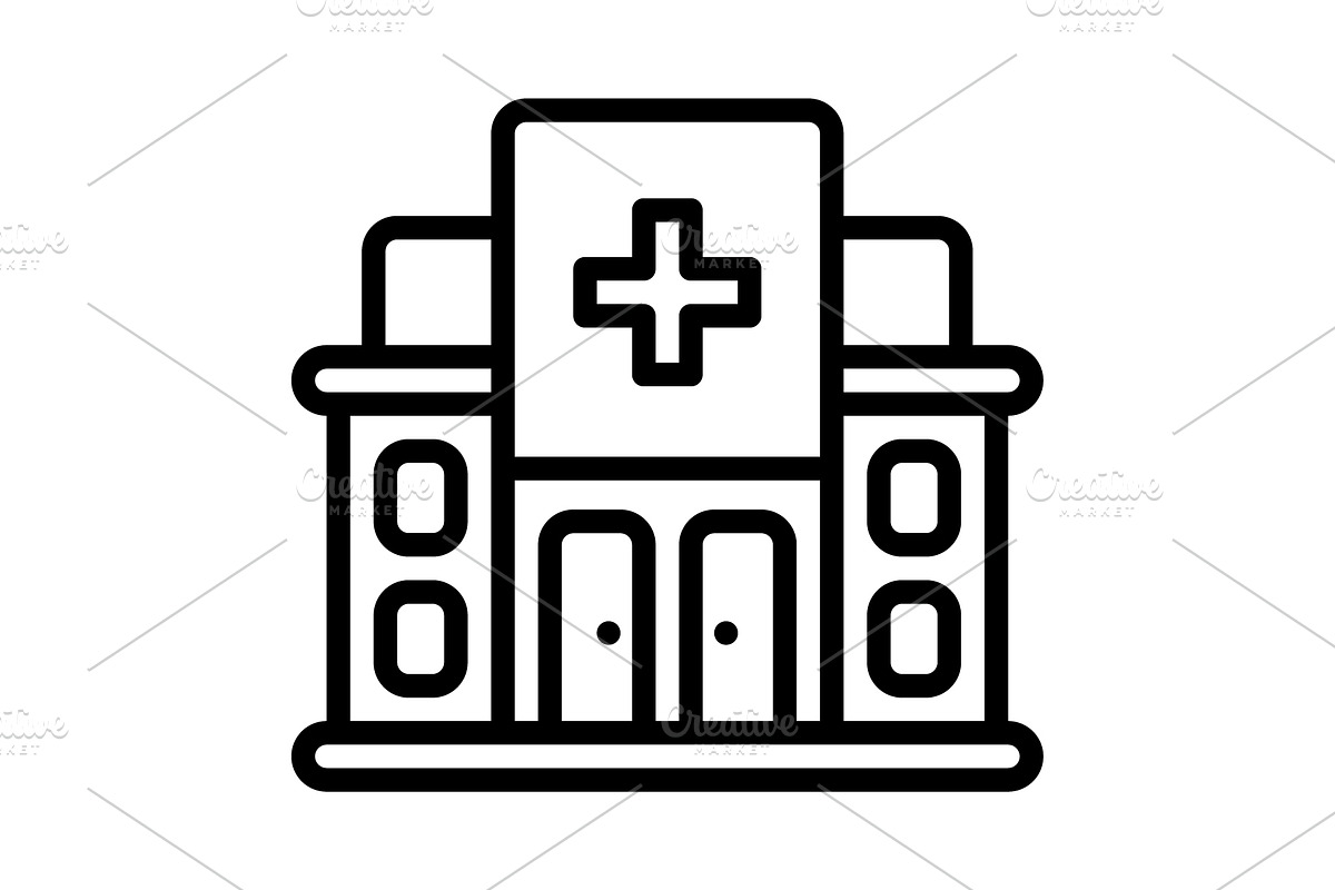 Clinics hospital black icon, an Outline Icon by Creative priyanka