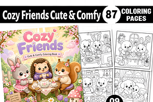 Cozy Friends Cute & Comfy Coloring, an Animal Illustration by Ink Gallery