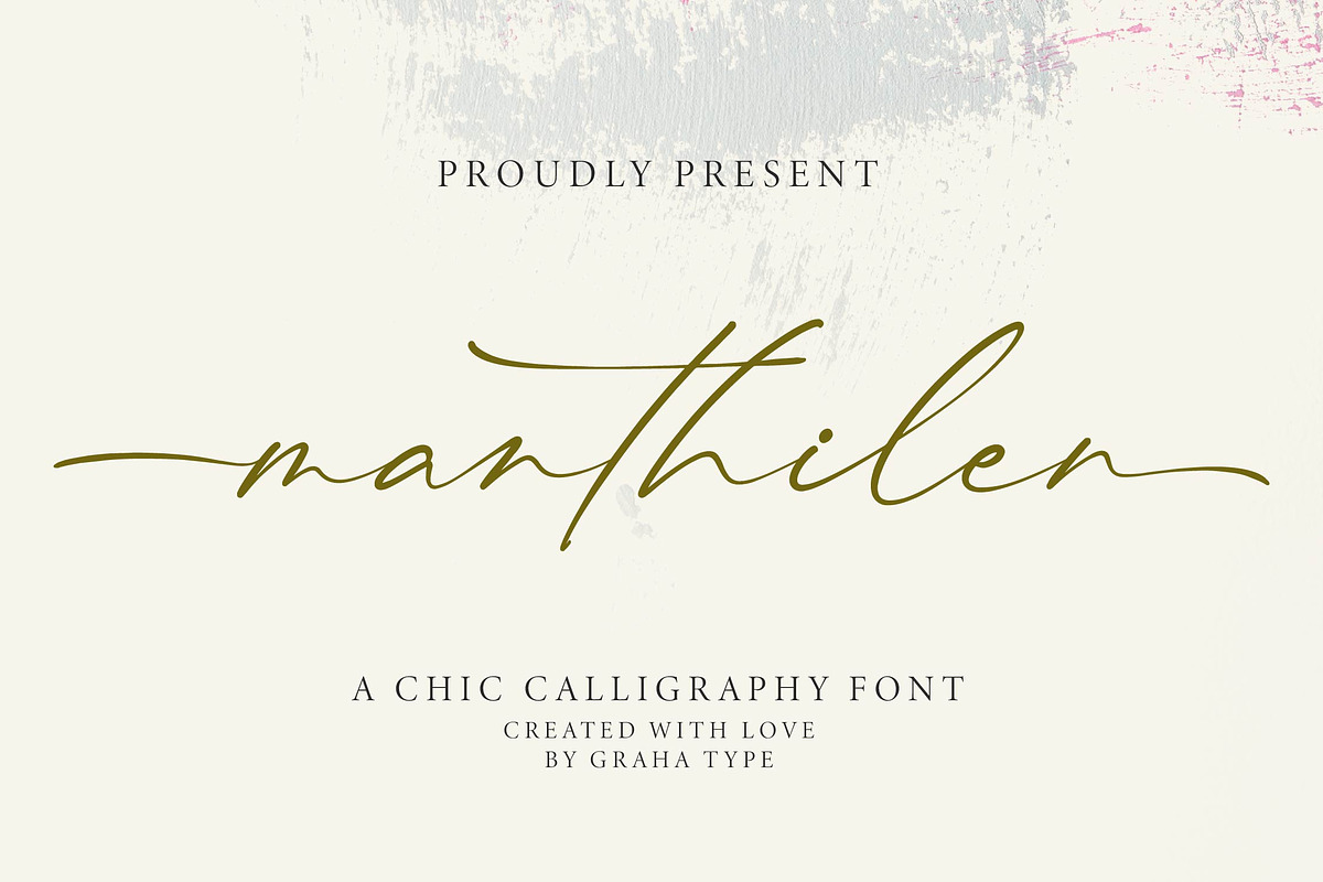 Manthilen - Chic Calligraphy Font, a Script Font by Graha Type (Photo 1 of 12)